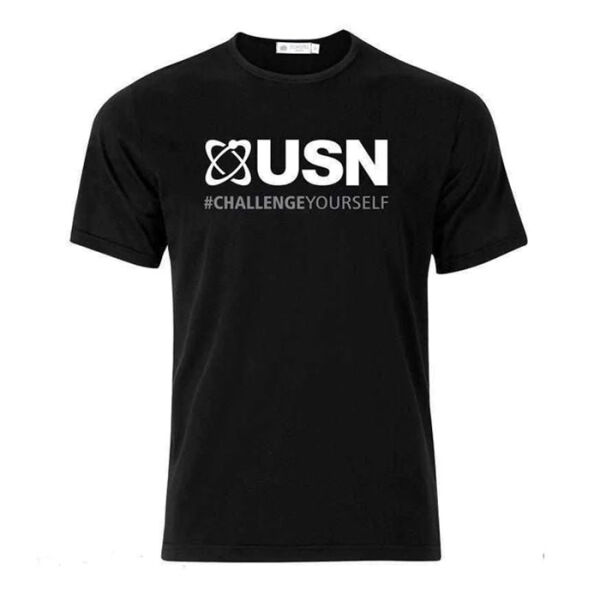 USN Black T-Shirt / White Print Größe M