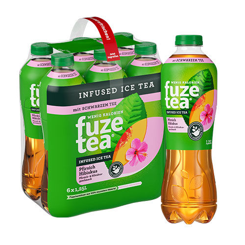 fuze tea zzgl. Pfand 1,25 l Flasche Schwarzer Tee Pfirsich-Hibiskus