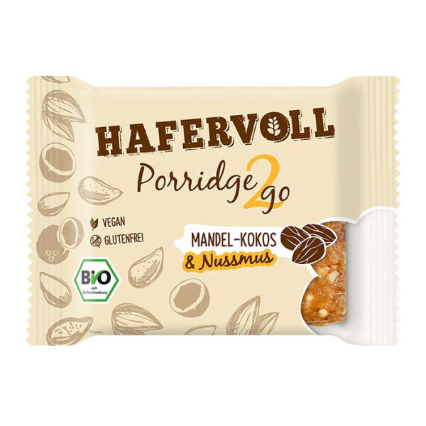 HAFERVOLL Organic Porridge2go 55 g Mandel-Kokos & Nussmus - vegan
