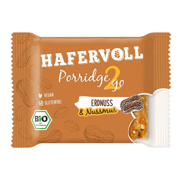 HAFERVOLL Organic Porridge2go 55 g Erdnuss & Nussmus - vegan