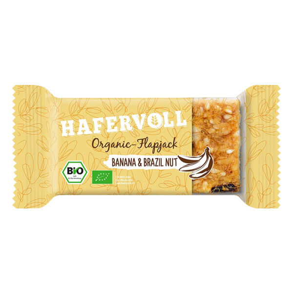 HAFERVOLL Organic Flapjack 60 g Banana-Brazil Nut - vegetarisch