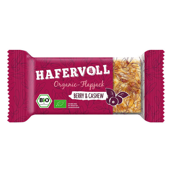 HAFERVOLL Organic Flapjack 60 g Cranberry-Cashew - vegetarisch