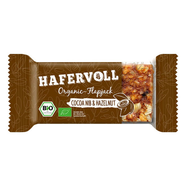 HAFERVOLL Organic Flapjack 60 g Cocoa Nib-Hazelnut - vegetarisch