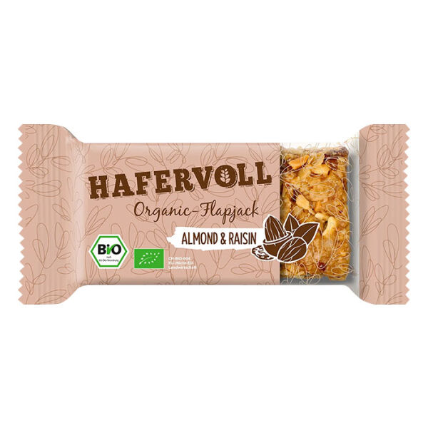 HAFERVOLL Organic Flapjack 60 g Almond-Raisin - vegetarisch