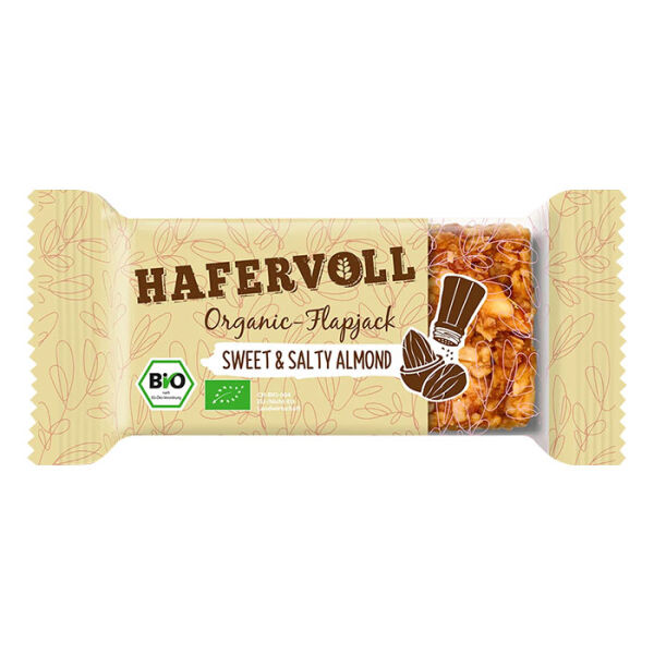 HAFERVOLL Organic Flapjack 60 g Sweet & Salty Almond - vegetarisch